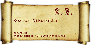 Kozicz Nikoletta névjegykártya